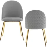 KADIMA DESIGN Esszimmerstuhl 2er Set Samt Gepolstert, Küchenstuhl Stoff mit goldenen Beinen, Schalenstuhl Skandinavisch, Polsterstuhl mit