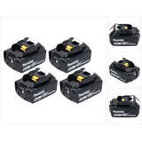 Makita Werkzeugakku / Ladegerät, Akku Set 4x BL 1850 B 18 V 5,0 Ah 5000 mAh Li-Ion Akku ( 4x 197280-8 )