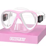 Findway Taucherbrille Kinder, Schwimmbrille Kinder für Jungen Mädchen,Schnorchelmaske Kinder 180°Panorama Verstellbares Silikonband Anti-Leck Tauchmaske Kinder für 3-14 Jahre