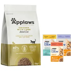Applaws Trockenes Katzenfutter - Erwachsener mit Huhn und Lamm 7,5kg + Purina 3x85g GRATIS