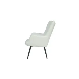 byLIVING Sessel UTA Bouclé 72 x 97 x 80 cm Off-White mit Hocker