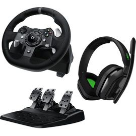 Logitech G920 Driving Force, USB inkl. Astro A10 Headset weiß (PC/Xbox One) (991-000487)