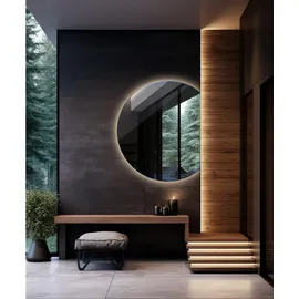 Tulup Led, Blaugrau, Glas, 63x70x0.4 cm Spiegel, Wandspiegel