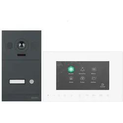 2 Draht Video Türsprechanlage für 1 Teilnehmer mit Aufzeichnungsfunktion, 7 Zoll LCD-Monitor, Nachtsichtfunktion – Anthrazit Kamera 1x 7 Zoll Monitor