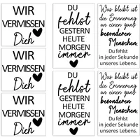 7 Stück Grabkerzen Aufkleber Set - Selbstklebende Gedenklicht Folien mit Deutschen Trauersprüchen für Grabkerzen & Grabschmuck - Dekoratives Design für den Gedenkzeitraum