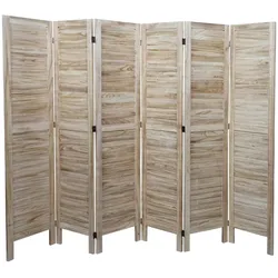 Paravent MCW-G30, Trennwand Sichtschutz Raumteiler, Shabby-Look 170x240cm ~ hellbraun