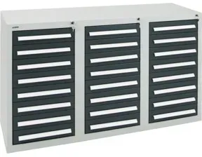 Stumpf Schubladenschrank Serie T-100/35-1, RAL 7035/7016, 24 Schubladen