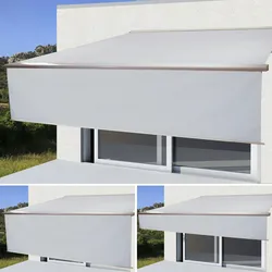 Mendler Elektrische Vollkassetten-Markise T124, 5x3m ausfahrbarer Volant ~ Acryl Creme