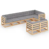 vidaXL Garten-Lounge-Set 8-tlg. grau/beige