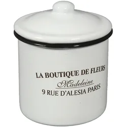 Dose AMBIENTE HAUS "Behälter mit Deckel aus Emaille", weiß, B:9cm H:10cm T:9cm, Aufbewahrungsboxen, Vorratsdose