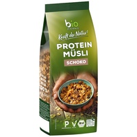 biozentrale Müsli Protein Schoko, 375 g veganes Bio-Müsli mit Sojaflocken, Hafer & Schoko, hoher Ballaststoffgehalt, hoher Proteingehalt