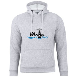 Cotton Prime® Hoodie Leuchtturm – Moin mit weichem Innenfleece grau M