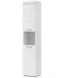 Vicco Luna Hochschrank 37 x 190 cm Weiß Glas/Holz/MDF/Spanplatte