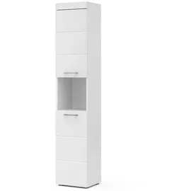 Vicco Luna Hochschrank 37 x 190 cm Weiß Glas/Holz/MDF/Spanplatte