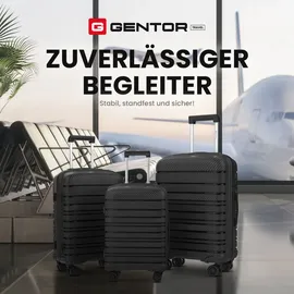 gentor Koffer Reisekoffer Hartschalenkoffer Travel Trolley Rollkoffer Handgepäck - schwarz