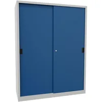 Pavoy Schiebetürenschrank Stahl H1950xB1500xT600mm grau/blau 8 Fachböden