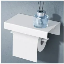 doporro Toilettenpapierhalter mit Ablage, Klopapierhalter aus Aluminium zur Wandmontage, Wc Papier Halterung mit L-förmigen Haken, Klorollenhalter für Badezimmer Sandweiß Lino-05