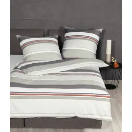 JANINE J.D. Mako-Satin Gestreift Mehrfarbig 200 x 200 cm + 2 x 80 x 80 cm