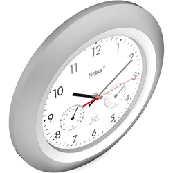 Mebus 19450 Wanduhr Digitale Wanduhr Rund Silber, Weiß