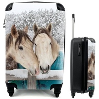 MuchoWow Handgepäckkoffer Pferde - Decke - Schnee, 4 Rollen, Reisetasche mit rollen, Handgepäck für Ferien, Trolley, Reisekoffer bunt