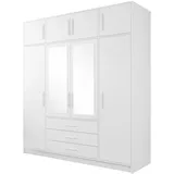 Mirjan24 Kleiderschrank mit Spiegel, Schubladen und Spiegeltüren, Elegantes Schlafzimmer Schrank, Jugendzimmer weiß