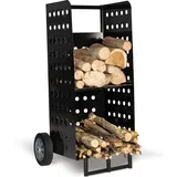 IDMarket Kaminholzständer Stahl 40 x 40 x 100,5 cm Schwarz