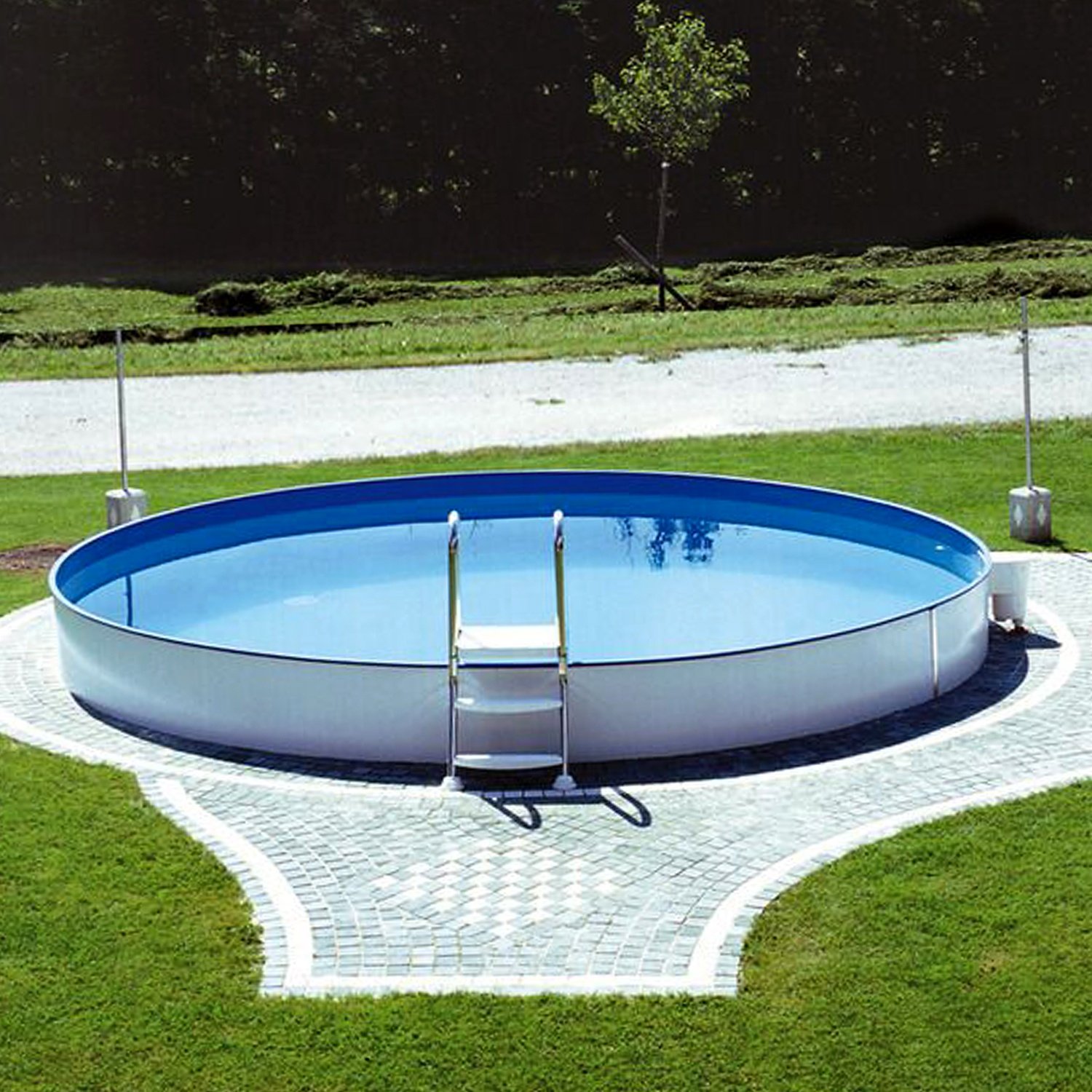 Steinbach Stahlwand Swimming Pool "Styria rund",blaue Poolfolie,Ø 400 x 120 cm