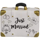 Out of the Blue Spardose Koffer mit Stopfen, Hübscher Geldkoffer mit Aufschrift Just Married, 12, 5 x 14 x 5, cm, Witzige Verpackung für Geld-Geschenk für Die Hochzeit. Alternative für Sparschwein