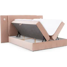 Fun Möbel Boxspringbett Bett MARTEN 180x200cm in Stoff Magic Velvet Hellgrau Set.1 - Grau