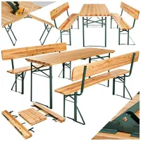 tectake Bierzeltgarnitur Festzeltgarnitur Franz II, 3-teilig, klappbar, mit Rückenlehnen, (Set., 3-tlg), Widerstandsfähige Stahlgestelle mit schützender Beschichtung braun 170,00 cm x 76,00 cm x 69,00 cm