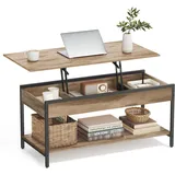 VASAGLE Couchtisch Kamelbraun/Tintenschwarz 50 x 100 cm