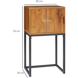 Homcom Konsolentisch mit Schrank, im Industriedesign, Beistelltisch für Eingang, Wohnzimmer, Flur, Stahl, Natur, 40 x 30 x 76 cm