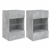 VidaXL TV-Wandschränke mit LED-Leuchten 2 Stk. Betongrau 40x30x60,5 cm