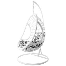 KIDEO Hängesessel Hängesessel PALMANOVA, Schwebesessel mit Gestell und Nest-Kissen, weiße und moderne Loungemöbel grau|schwarz|weiß