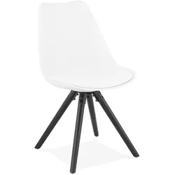 Kadima Design Esszimmerstuhl Gepolstert Modern | Polyurethan & schwarze Buchenholz-Beine | Weiß | HoReCa geeignet | Velanox Kollektion