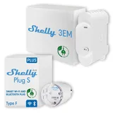 Shelly Plus Plug S+Shelly 3EM Wlan-gesteuerter 3 Kanal Relaisschalter Energiemessung und Schützsteuerung Stromüberwachung Intelligente Steckdose Automatisierung von Geräten Strommessung Alexa Google