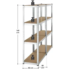 Juskys Lagerregal Easy 2er Set - Schwerlastregal 160x80x40 cm 8 Böden | 640 kg verzinkt