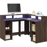 vidaXL LED-Schreibtisch Braun Eichen-Optik 130x130x91 Holzwerkstoff - Braun