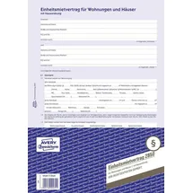 Avery Zweckform Formularblock Einheitsmietvertrag A4 mit Hausordnung