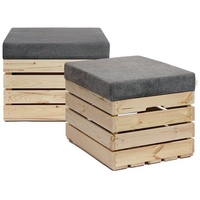 GrandBox Sitzhocker Holz Sitz-Truhe mit Stauraum 37x40x50 mit Polster