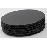 Novaliv 6x Schieferplatten I rund I 33x0,5 cm I Sushi Servierplatten Untersetzer Käseplatte Tischplatz Schiefer Geschirr Platte schwarz