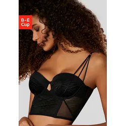Corsage LASCANA, Damen, Gr. 80, Cup E, schwarz, Obermaterial: 60% Polyamid, 35% Polyester, 5% Elasthan, sexy, figurbetont, Balconnet, Corsagen, mit Bügel und dezent transparenter Optik, sexy Dessous