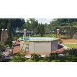 Woodfeeling Karibu Pool Modell X2 wassergrau Innenhülle Blau