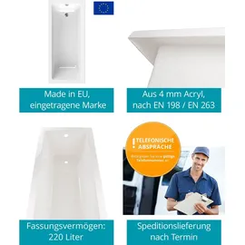 Calmwaters Rechteckbadewanne 170 x 75 cm (02SL3311)