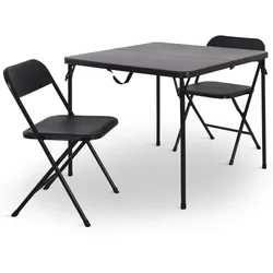 Outdoortisch, klappbar, 2 Stühle, faltbar, Stühle 110 kg belastbar, leicht &  flexibel, Garten, Outdoor & Events, Schwarz/Schwarz - Raburg Jonas