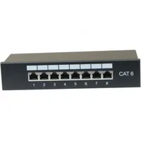 Dexlan 10 Zoll Patchfeld, 8-fach, Cat.6, 1 HE, schwarz