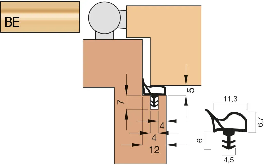 Türdichtung A 1015 Kurzbund -  beige