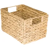 HMF Aufbewahrungskorb faltbarer Korb geflochten aus Wasserhyazinthe Seegras 32 x 23 x 20 cm beige