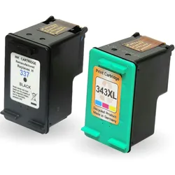 Refill 2er Set HP 337 C9362EE + 343 C8766EE Druckerpatronen wiederbefüllt Schwarz + alle Farben von Gigao