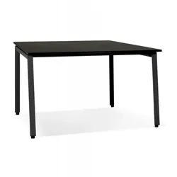 Besprechungstisch Schwarz Holz Metall | Konferenztisch mit Großer Arbeitsfläche | Modernes Design | 160x160x74,5 cm | Kadima Design